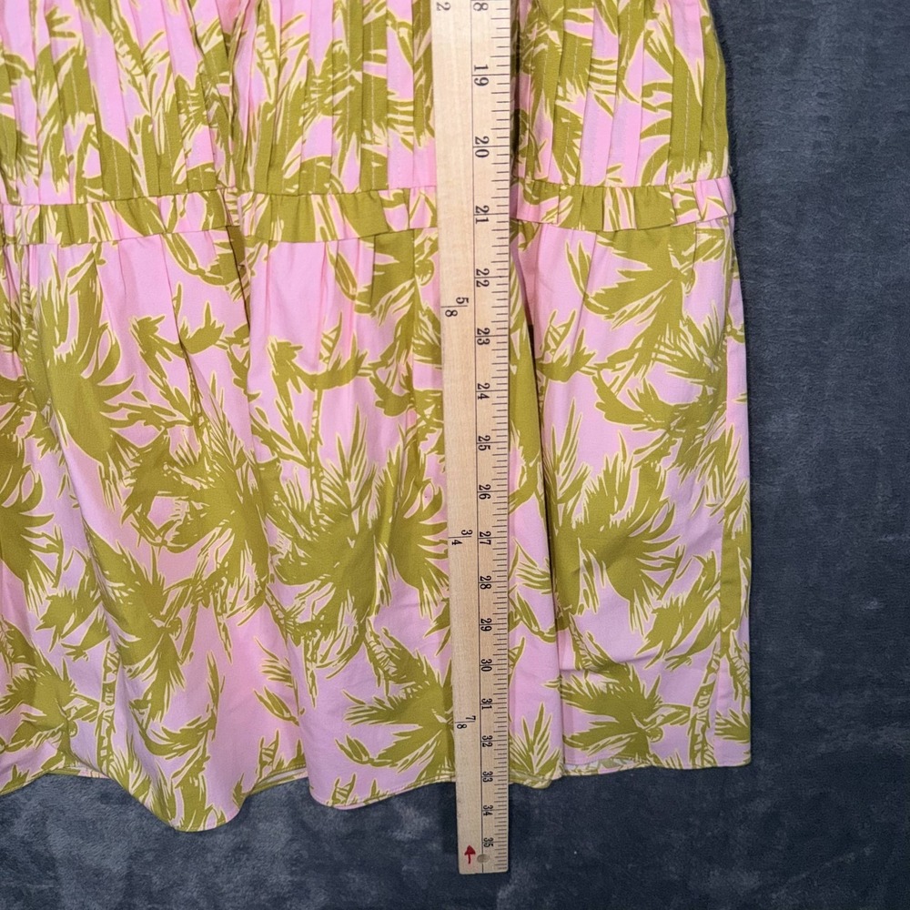 Diane Von‎ Furstenberg Womens Dress Pink Green Puff Sleeve Tropical Print - Picture 4 of 6